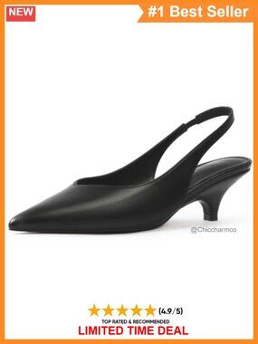 Slingback Kitten Heels Pointy Toe Faux Leather Pumps